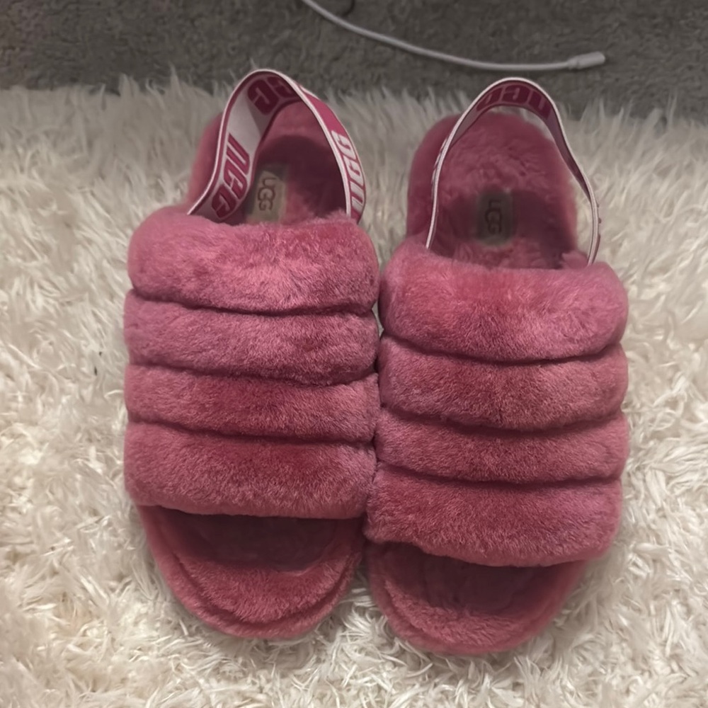 UGG Pink Fluffy Slippers